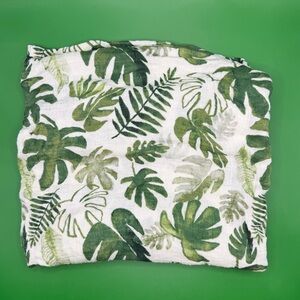 Little Unicorn Cotton Muslin Swaddle Blanket - Tropical Leaf, Green White